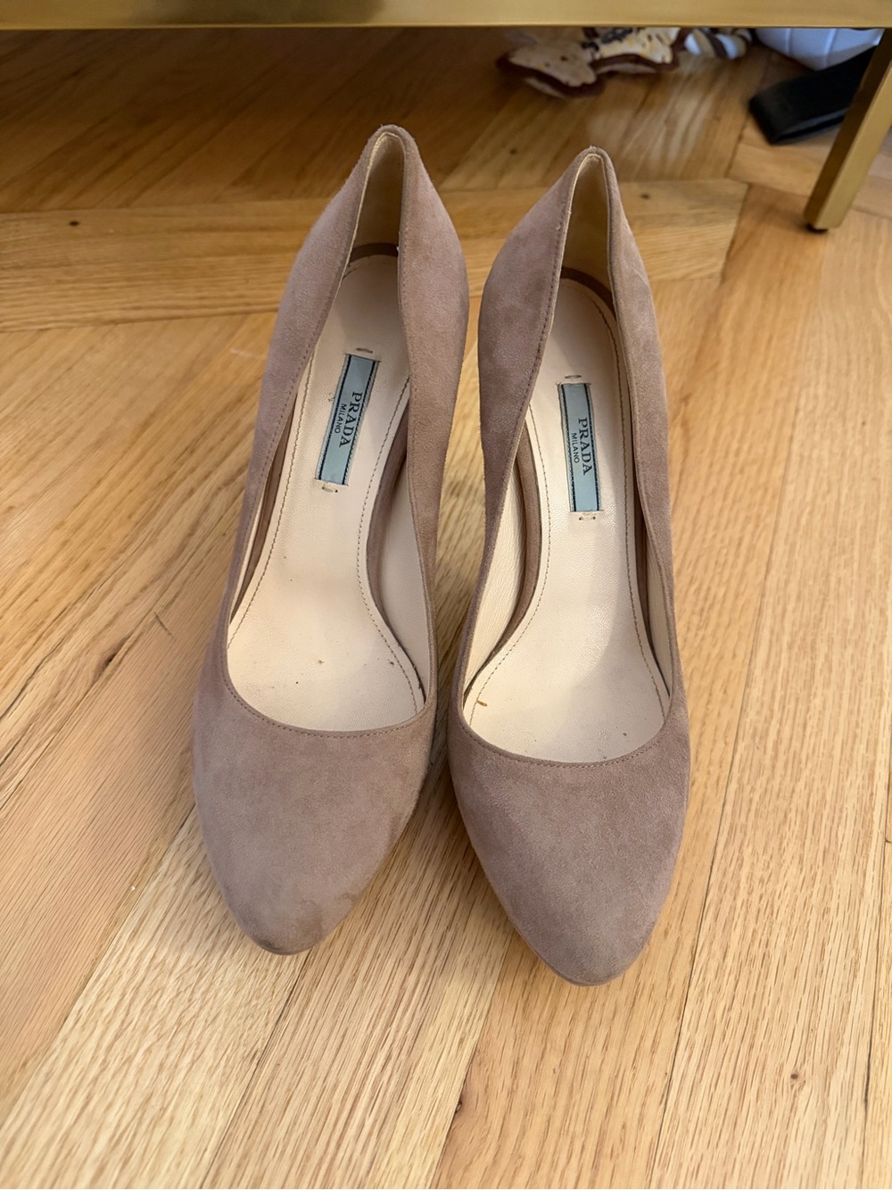 Prada Taupe Suede Pointed-Toe Stiletto Pump